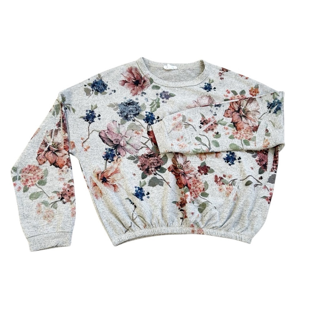 Live in the Moment Size Large Grey Floral Sweater Made in Mexico Bundle & Save